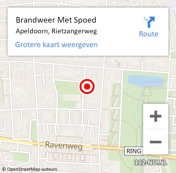 Locatie op kaart van de 112 melding: Brandweer Met Spoed Naar Apeldoorn, Rietzangerweg op 23 december 2021 20:38