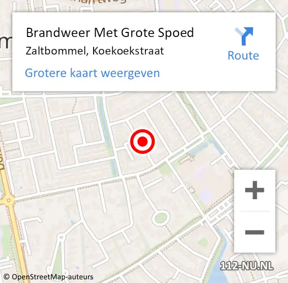 Locatie op kaart van de 112 melding: Brandweer Met Grote Spoed Naar Zaltbommel, Koekoekstraat op 23 december 2021 20:43