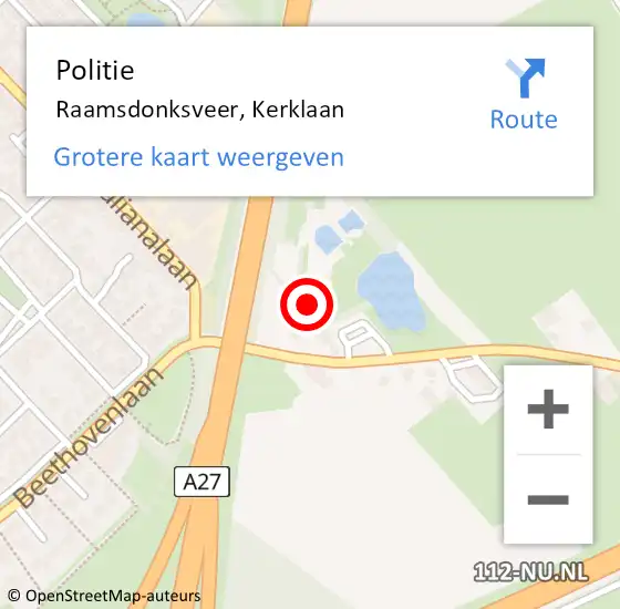 Locatie op kaart van de 112 melding: Politie Raamsdonksveer, Kerklaan op 23 december 2021 20:45