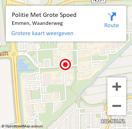 Locatie op kaart van de 112 melding: Politie Met Grote Spoed Naar Emmen, Waanderweg op 23 december 2021 20:48