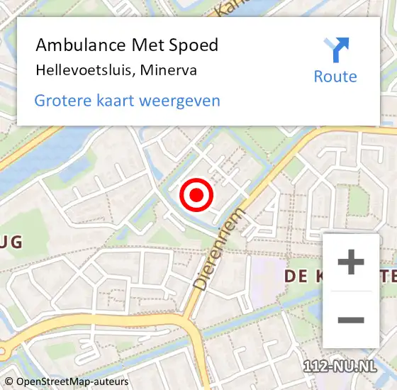 Locatie op kaart van de 112 melding: Ambulance Met Spoed Naar Hellevoetsluis, Minerva op 23 december 2021 20:59