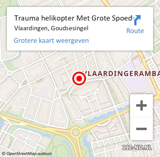 Locatie op kaart van de 112 melding: Trauma helikopter Met Grote Spoed Naar Vlaardingen, Goudsesingel op 23 december 2021 21:16