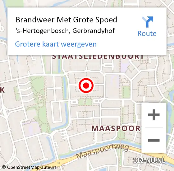 Locatie op kaart van de 112 melding: Brandweer Met Grote Spoed Naar 's-Hertogenbosch, Gerbrandyhof op 23 december 2021 22:29