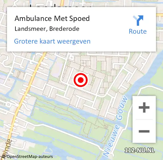 Locatie op kaart van de 112 melding: Ambulance Met Spoed Naar Landsmeer, Brederode op 23 december 2021 22:42