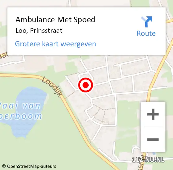 Locatie op kaart van de 112 melding: Ambulance Met Spoed Naar Loo, Prinsstraat op 23 december 2021 22:53