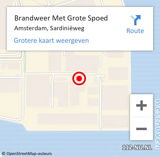 Locatie op kaart van de 112 melding: Brandweer Met Grote Spoed Naar Amsterdam, Sardiniëweg op 23 december 2021 23:58