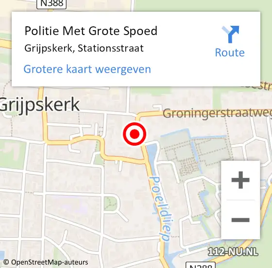 Locatie op kaart van de 112 melding: Politie Met Grote Spoed Naar Grijpskerk, Stationsstraat op 24 december 2021 00:05