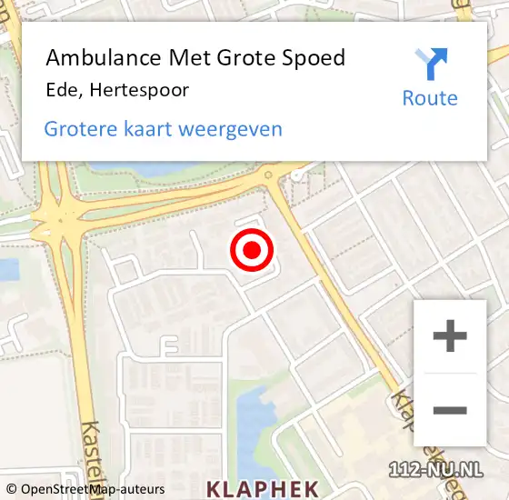 Locatie op kaart van de 112 melding: Ambulance Met Grote Spoed Naar Ede, Hertespoor op 24 december 2021 00:27