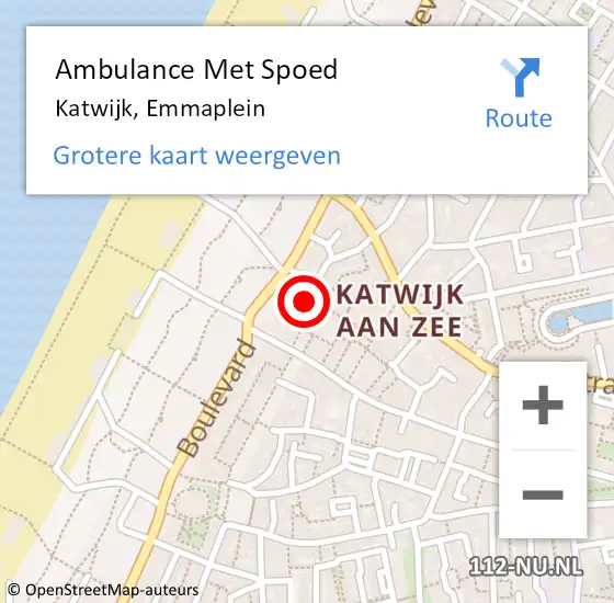 Locatie op kaart van de 112 melding: Ambulance Met Spoed Naar Katwijk, Emmaplein op 24 december 2021 00:34