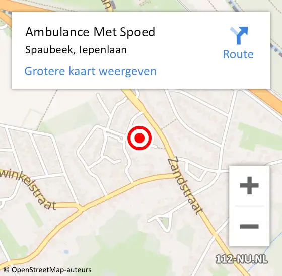 Locatie op kaart van de 112 melding: Ambulance Met Spoed Naar Spaubeek, Iepenlaan op 3 juli 2014 09:04