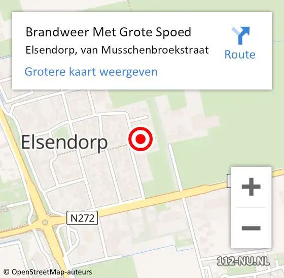 Locatie op kaart van de 112 melding: Brandweer Met Grote Spoed Naar Elsendorp, van Musschenbroekstraat op 24 december 2021 02:38