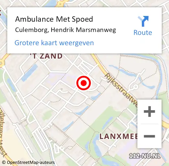 Locatie op kaart van de 112 melding: Ambulance Met Spoed Naar Culemborg, Hendrik Marsmanweg op 24 december 2021 03:01