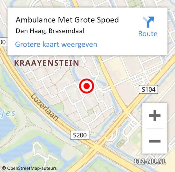 Locatie op kaart van de 112 melding: Ambulance Met Grote Spoed Naar Den Haag, Brasemdaal op 24 december 2021 03:04