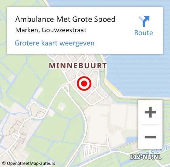 Locatie op kaart van de 112 melding: Ambulance Met Grote Spoed Naar Marken, Gouwzeestraat op 24 december 2021 04:06