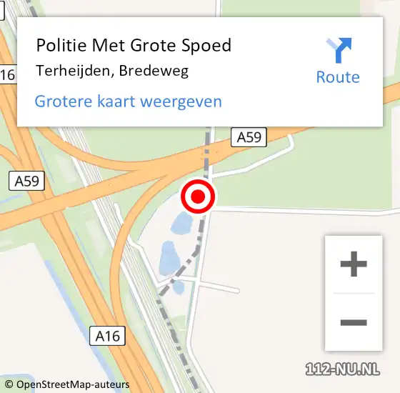 Locatie op kaart van de 112 melding: Politie Met Grote Spoed Naar Terheijden, Bredeweg op 24 december 2021 05:28