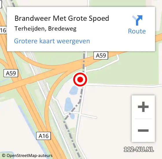 Locatie op kaart van de 112 melding: Brandweer Met Grote Spoed Naar Terheijden, Bredeweg op 24 december 2021 05:29