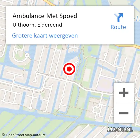 Locatie op kaart van de 112 melding: Ambulance Met Spoed Naar Uithoorn, Eidereend op 24 december 2021 05:50