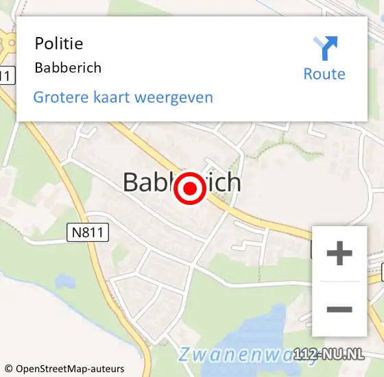 Locatie op kaart van de 112 melding: Politie Babberich op 24 december 2021 07:07