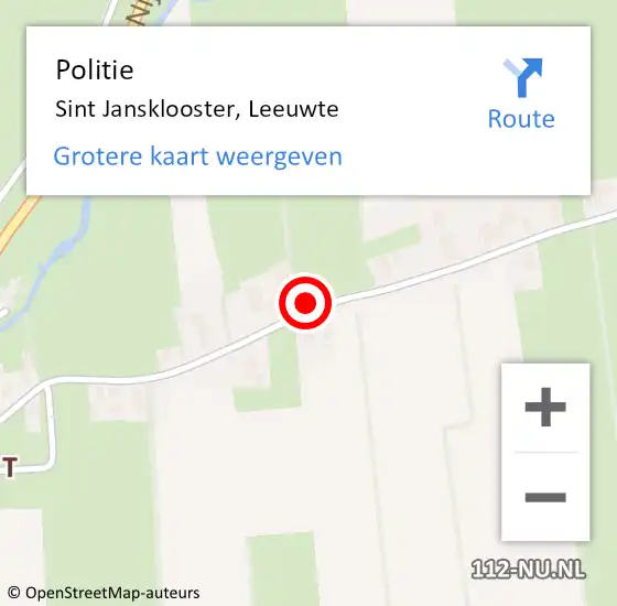 Locatie op kaart van de 112 melding: Politie Sint Jansklooster, Leeuwte op 24 december 2021 07:22