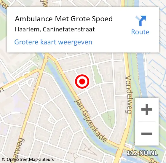 Locatie op kaart van de 112 melding: Ambulance Met Grote Spoed Naar Haarlem, Caninefatenstraat op 24 december 2021 07:34