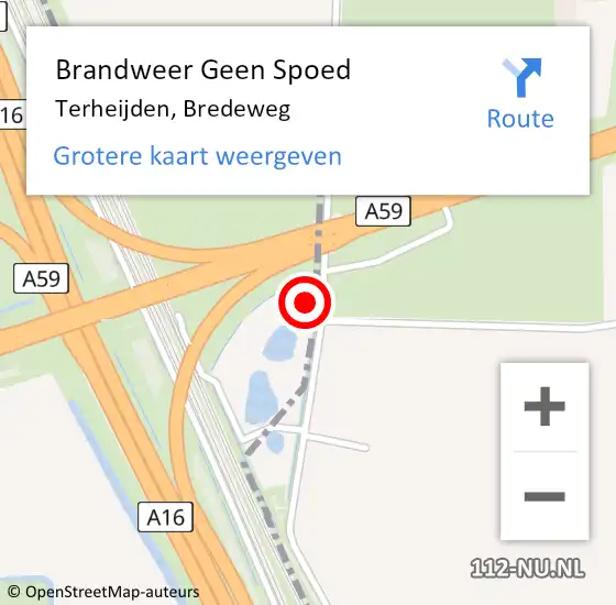Locatie op kaart van de 112 melding: Brandweer Geen Spoed Naar Terheijden, Bredeweg op 24 december 2021 07:56