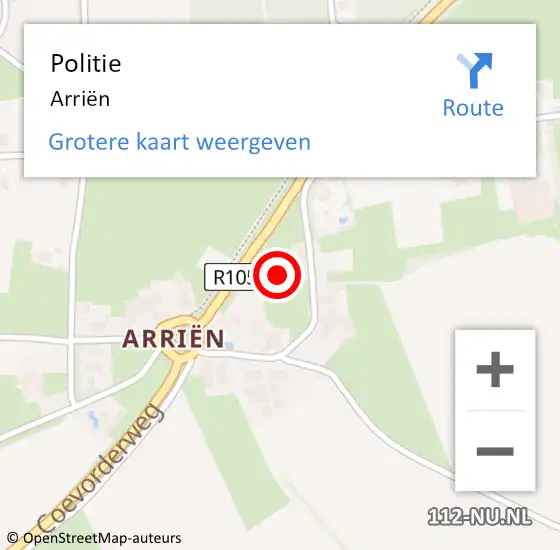 Locatie op kaart van de 112 melding: Politie Arriën op 24 december 2021 08:00