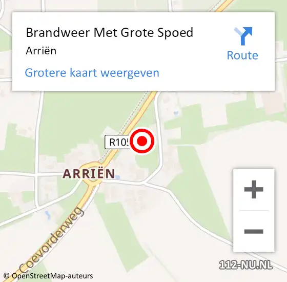 Locatie op kaart van de 112 melding: Brandweer Met Grote Spoed Naar Arriën op 24 december 2021 08:01