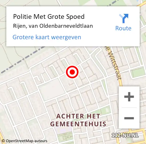 Locatie op kaart van de 112 melding: Politie Met Grote Spoed Naar Rijen, van Oldenbarneveldtlaan op 24 december 2021 08:17