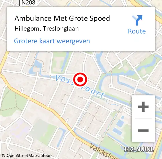 Locatie op kaart van de 112 melding: Ambulance Met Grote Spoed Naar Hillegom, Treslonglaan op 24 december 2021 08:58