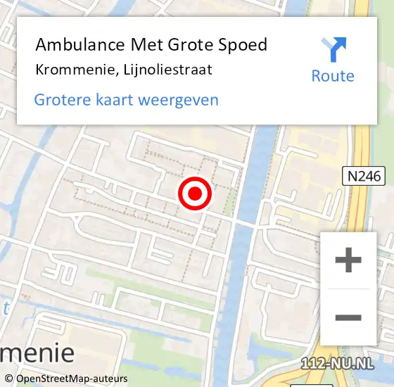 Locatie op kaart van de 112 melding: Ambulance Met Grote Spoed Naar Krommenie, Lijnoliestraat op 24 december 2021 08:59