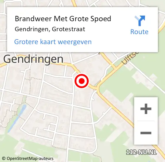 Locatie op kaart van de 112 melding: Brandweer Met Grote Spoed Naar Gendringen, Grotestraat op 24 december 2021 09:03