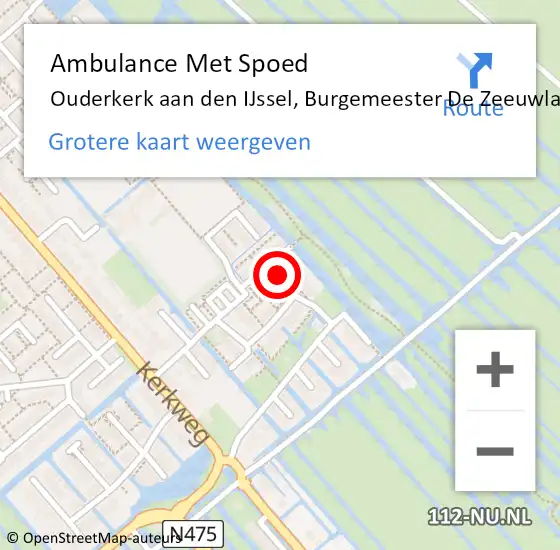 Locatie op kaart van de 112 melding: Ambulance Met Spoed Naar Ouderkerk aan den IJssel, Burgemeester De Zeeuwlaan op 24 december 2021 09:28