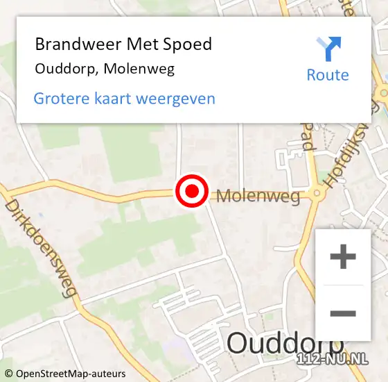 Locatie op kaart van de 112 melding: Brandweer Met Spoed Naar Ouddorp, Molenweg op 24 december 2021 09:31