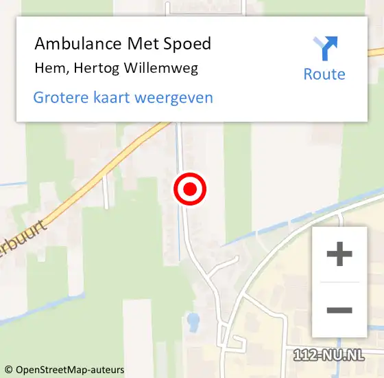 Locatie op kaart van de 112 melding: Ambulance Met Spoed Naar Hem, Hertog Willemweg op 24 december 2021 09:55