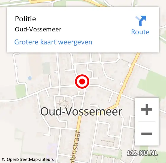 Locatie op kaart van de 112 melding: Politie Oud-Vossemeer op 24 december 2021 09:58