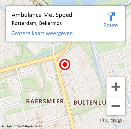Locatie op kaart van de 112 melding: Ambulance Met Spoed Naar Rotterdam, Bekermos op 24 december 2021 10:00