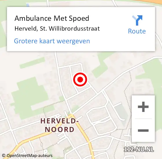 Locatie op kaart van de 112 melding: Ambulance Met Spoed Naar Herveld, St. Willibrordusstraat op 24 december 2021 10:03