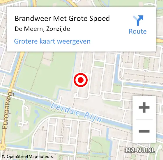 Locatie op kaart van de 112 melding: Brandweer Met Grote Spoed Naar De Meern, Zonzijde op 24 december 2021 10:09