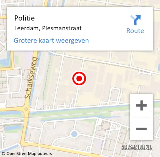 Locatie op kaart van de 112 melding: Politie Leerdam, Plesmanstraat op 7 oktober 2013 08:28