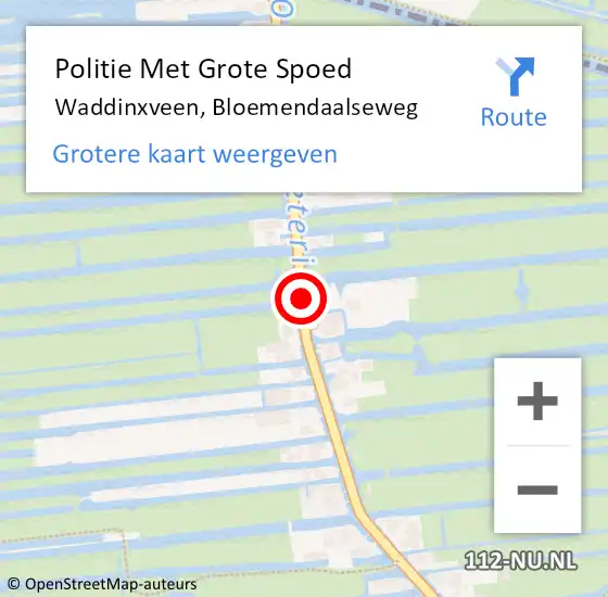 Locatie op kaart van de 112 melding: Politie Met Grote Spoed Naar Waddinxveen, Bloemendaalseweg op 24 december 2021 10:12