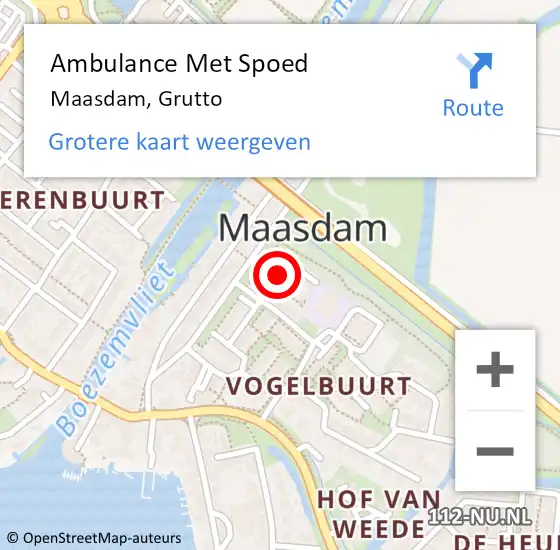 Locatie op kaart van de 112 melding: Ambulance Met Spoed Naar Maasdam, Grutto op 24 december 2021 10:17