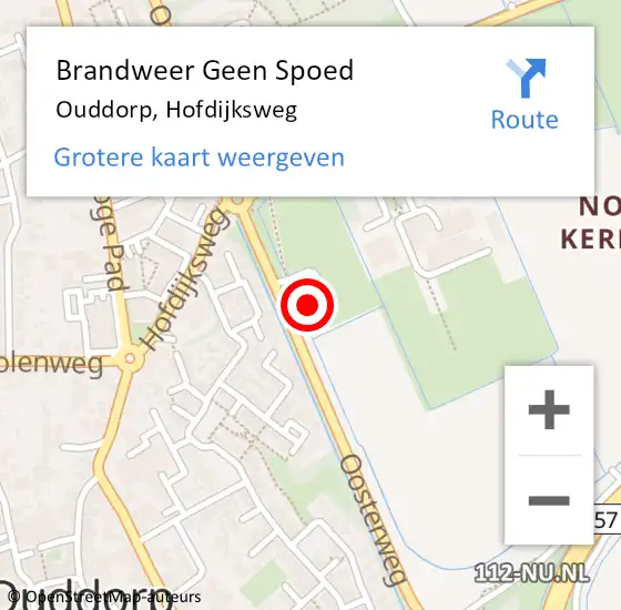 Locatie op kaart van de 112 melding: Brandweer Geen Spoed Naar Ouddorp, Hofdijksweg op 24 december 2021 10:30