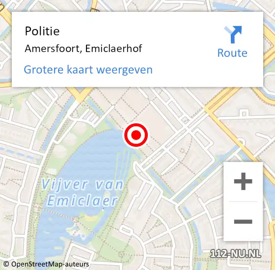 Locatie op kaart van de 112 melding: Politie Amersfoort, Emiclaerhof op 24 december 2021 10:31