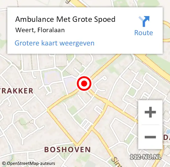 Locatie op kaart van de 112 melding: Ambulance Met Grote Spoed Naar Weert, Floralaan op 7 oktober 2013 08:29