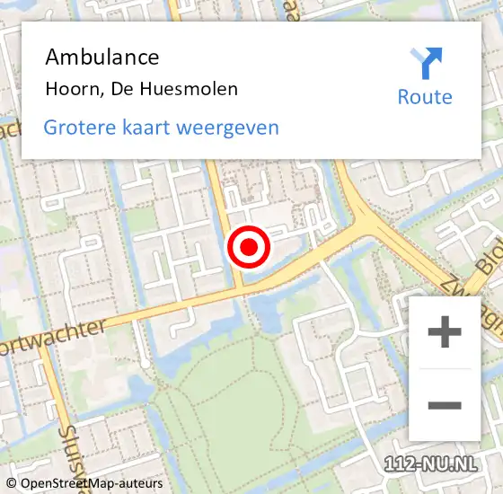 Locatie op kaart van de 112 melding: Ambulance Hoorn, De Huesmolen op 24 december 2021 10:41