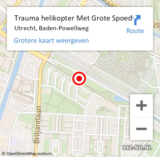 Locatie op kaart van de 112 melding: Trauma helikopter Met Grote Spoed Naar Utrecht, Baden-Powellweg op 24 december 2021 11:22