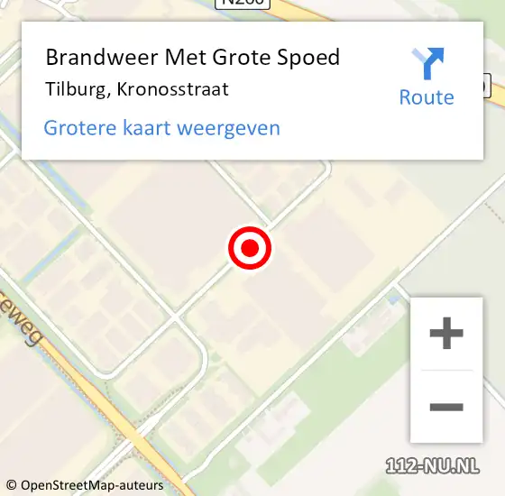 Locatie op kaart van de 112 melding: Brandweer Met Grote Spoed Naar Tilburg, Kronosstraat op 24 december 2021 12:18