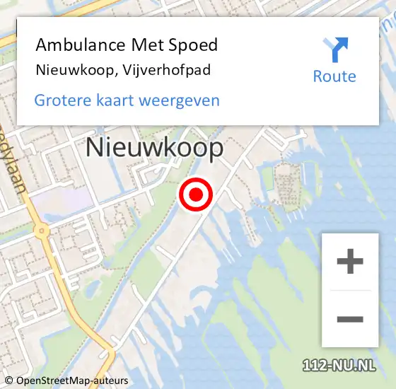 Locatie op kaart van de 112 melding: Ambulance Met Spoed Naar Nieuwkoop, Vijverhofpad op 24 december 2021 12:24