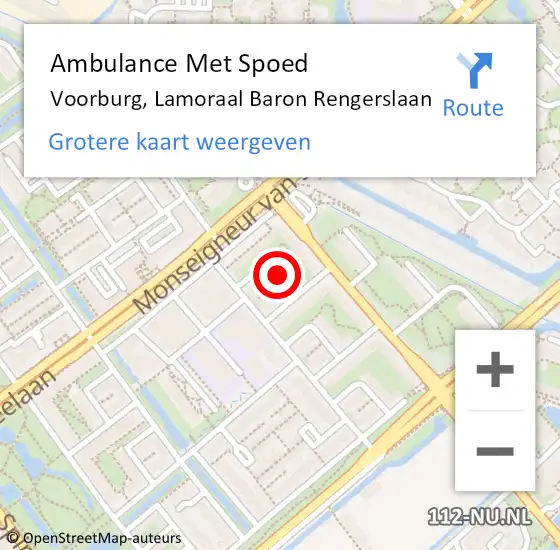 Locatie op kaart van de 112 melding: Ambulance Met Spoed Naar Voorburg, Lamoraal Baron Rengerslaan op 24 december 2021 12:35