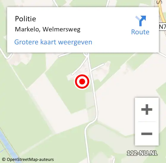 Locatie op kaart van de 112 melding: Politie Markelo, Welmersweg op 24 december 2021 12:44